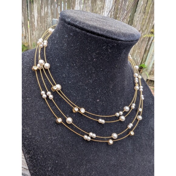 Vintage Nolan Miller Pearl Necklace, Layered Strand Necklace - Picture 6 of 8